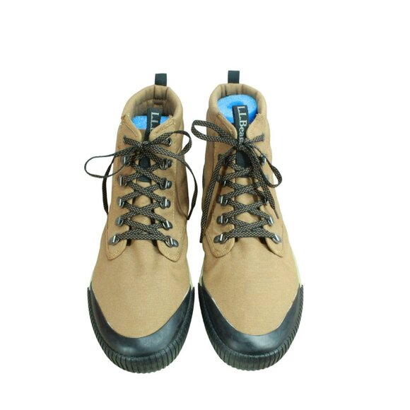LL Bean Eco Woods Tan Canvas Lace Up Padded Collar Hiking Boots Size 13 M - Picture 5 of 9